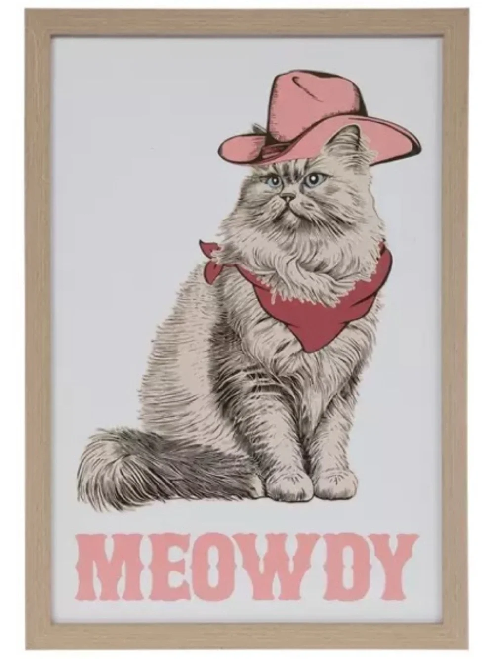 Pink Cowboy Cat Wall Art Print - Meowdy